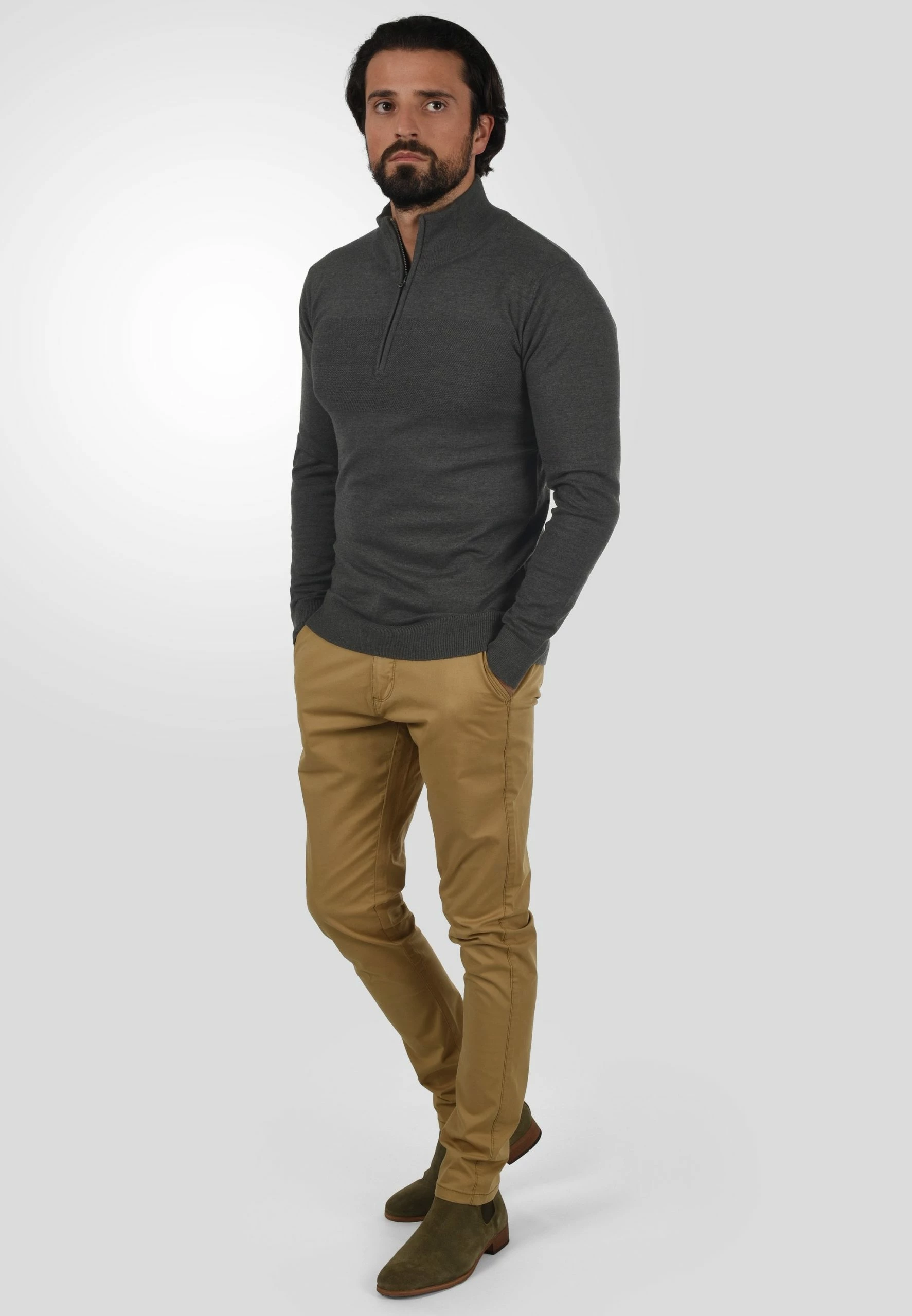 Indicode Jeans Iderno - Trui - Charcoal Mix 2 Indicode Jeans Iderno - Trui - Charcoal Mix - Afbeelding 2