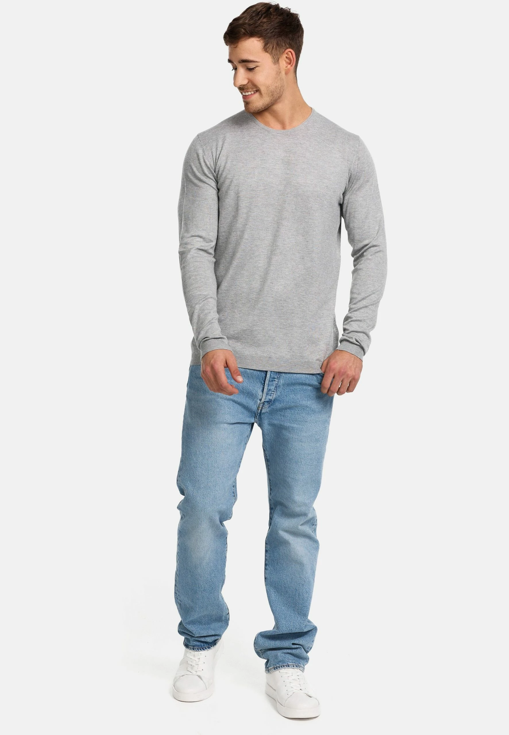Indicode Jeans Greyson - Trui - Lt Grey Mix 2 Indicode Jeans Greyson - Trui - Lt Grey Mix - Afbeelding 2