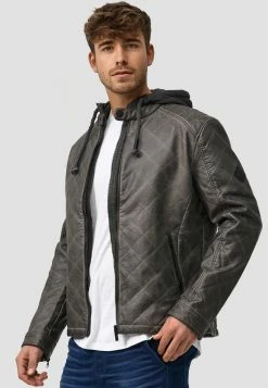 Indicode Jeans Eckrote - Imitatieleren Jas - Raven -Indicode Jeans Winkel f70443ac86b043a8808211d20a2e327e